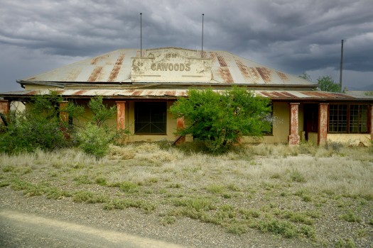 Old traders building in desolate landscape