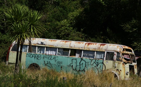 Graffiti on old bus