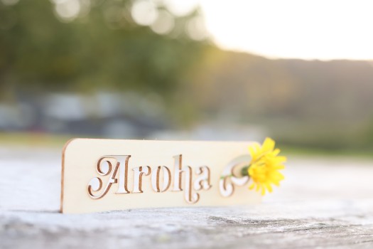 Wooden plaque with aroha text