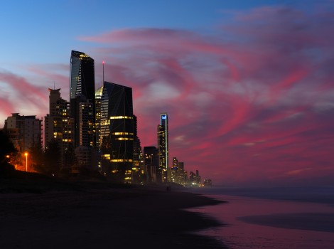 Broadbeach, Gold Coast, Australia at Sunset