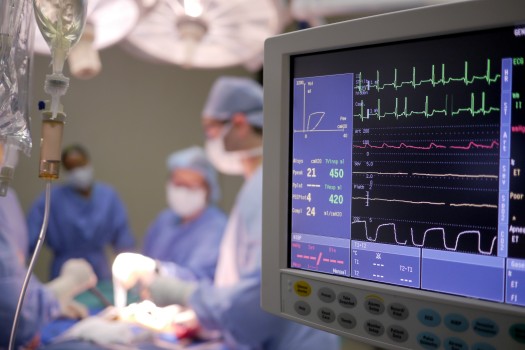 Heart monitor in hospital operating theatre