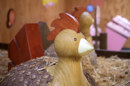 Chicken made from wood for decoration