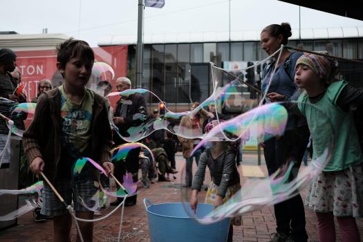 Kids making bubbles