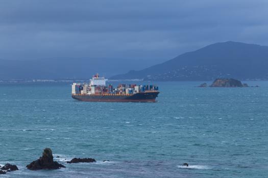 Cargo ship in the bay
