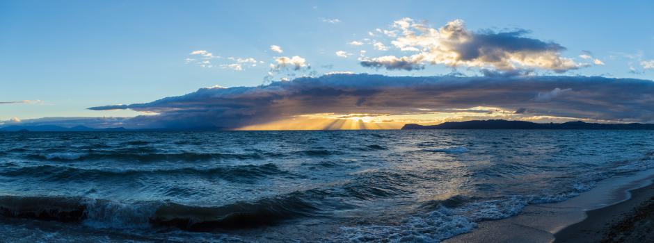 Taupo Lake sunset panorama