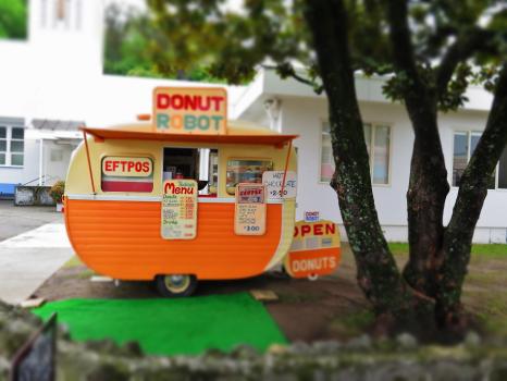 Donut Robot food kiosk at Hawkes bay bokeh