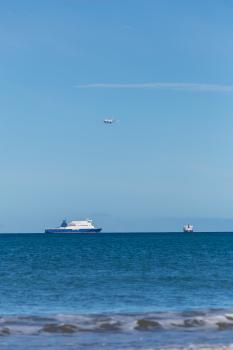 Bluebridge boat and AIR NZ aircraft out in the strait