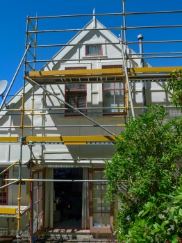 Scaffolding on house
