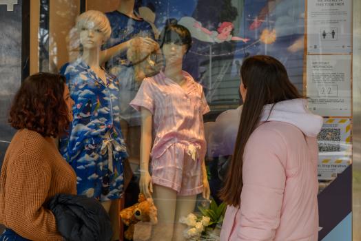 Young women window shopping