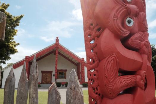 A Polynesian temple Marae Maori carving