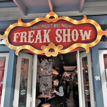 Customers at the Freak Show pub artwork