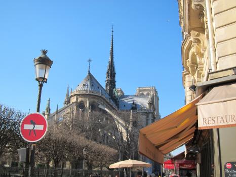 Square Jean XXIII and street sign art Paris