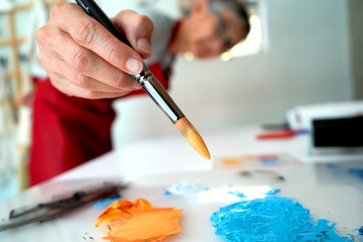 Artist working in her studio 