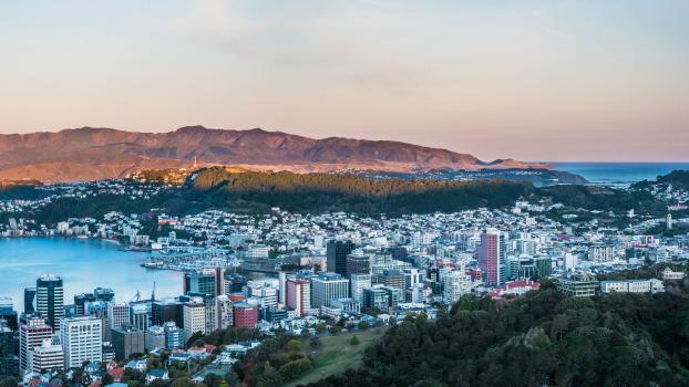 Wellington city at sunset