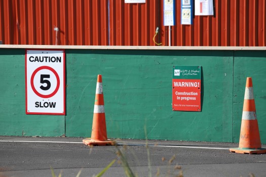 Construction zone warning and caution signs