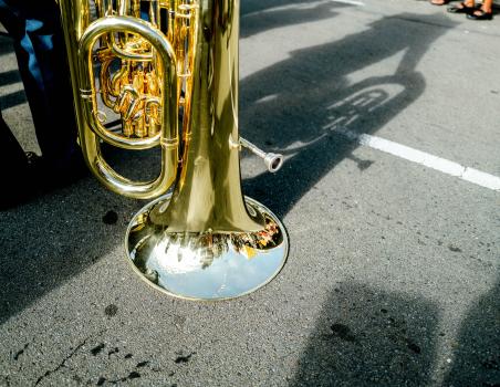 Brass instrument on the ground