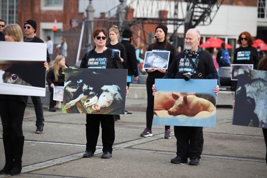 Activists holding animal's images, NARD 2022
