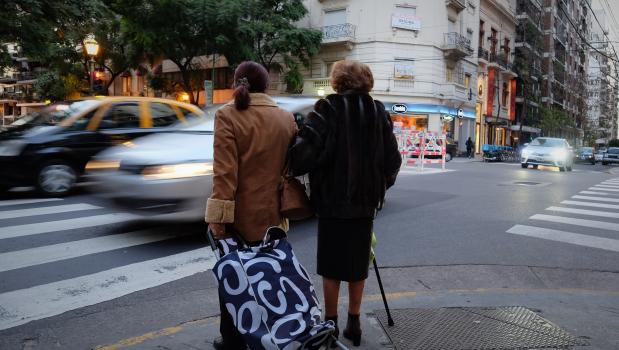 Ladies crossing the road in Buenos Aires