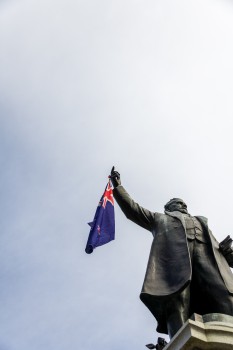 Protest statue flag and clear sky