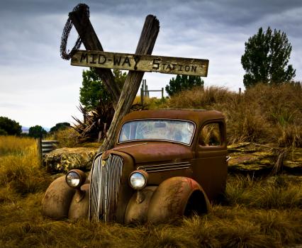 Old truck and cross