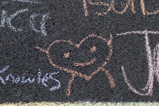Heart chalk drawing, Relay for Life 2022