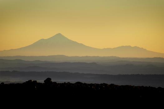 Mt Taranaki from Mt Tongariro at sunset