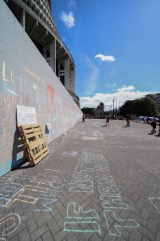 Chalking on NZ state buildings - Convoy 2022