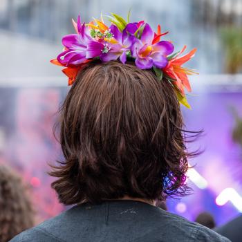 Flower headpiece on a woman's head
