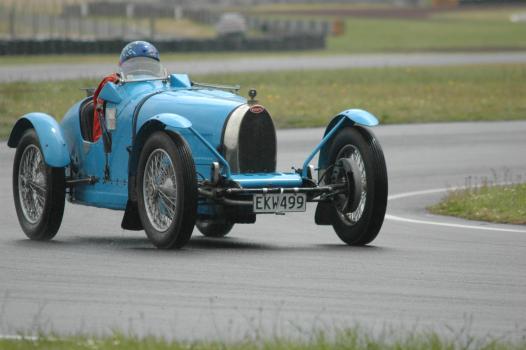 Classic blue Bugatti Type 35 race car