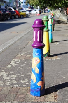 Fish painted on pole barrier