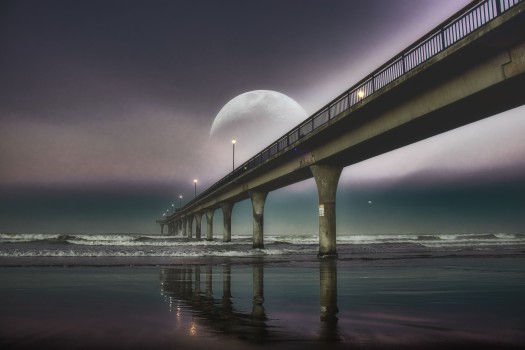 Moon lit pier 