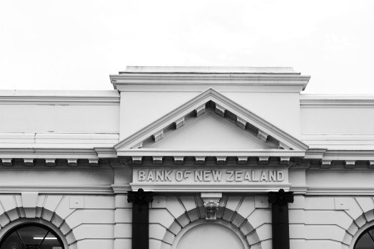Bank of New Zealand facade B&W