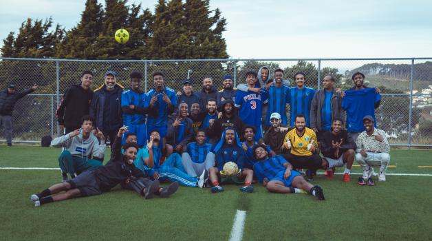 Habibis football team in blue Adidas shirt group photo - Sports Zone sunday league