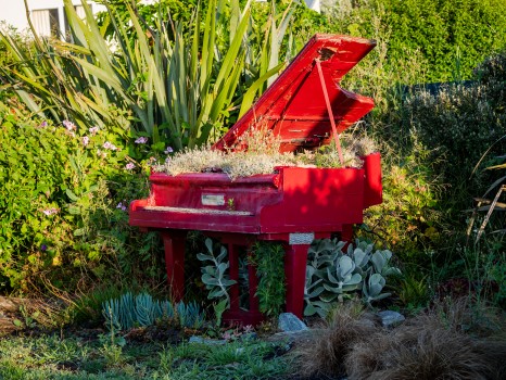 Red Piano Planter Garden