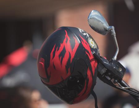 Red flames helmet