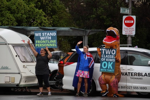Women and dinosaur - Convoy 2022 protest