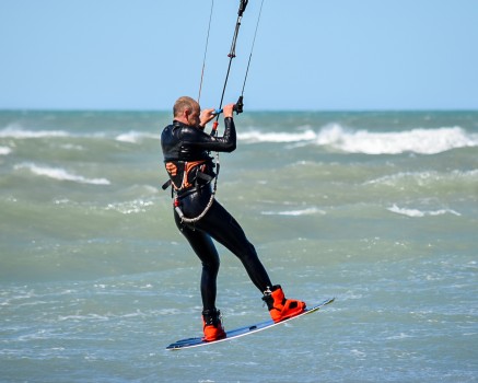 Man in the air windsurfing