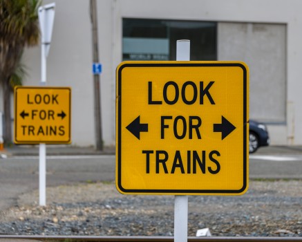 Sign Look for trains