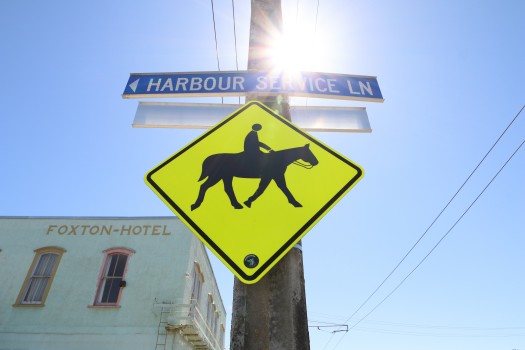 'Equestrian' and 'Harbour service Lane' board
