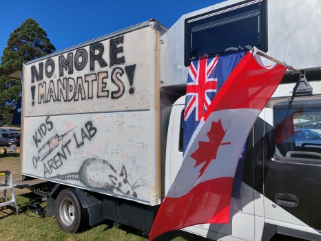 Convoy 2022 Picton Protest Sign Truck Flags