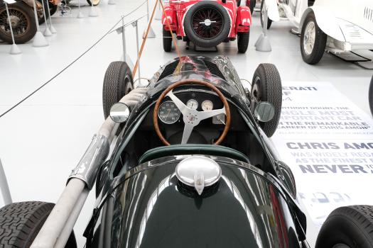 Black single seat Maserati wood steering wheel classic racing car