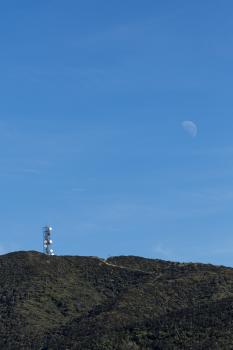 Communication tower and moon
