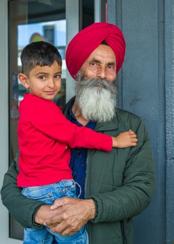 Sikh man with a young boy