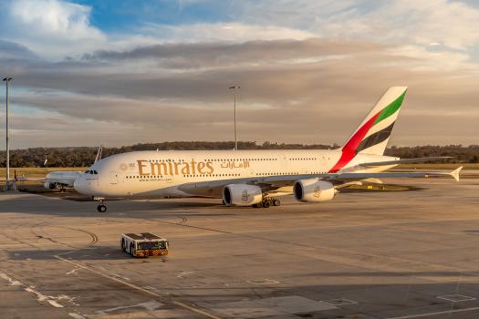 Golden hour Emirates A380