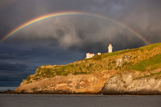 Rainbow over Tairoa Head Lighthouse