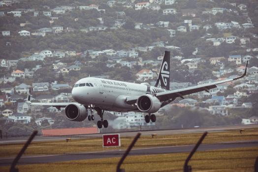 AIR New Zealand commercial flight in Wellington airport