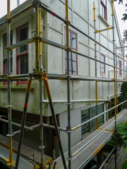Scaffolding on house