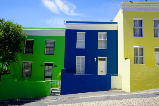bright houses in bo-kaap district 