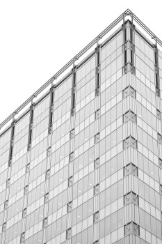 Glass building black and white