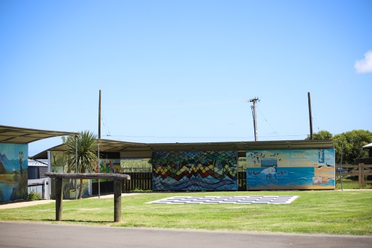 Art work on walls of shelter